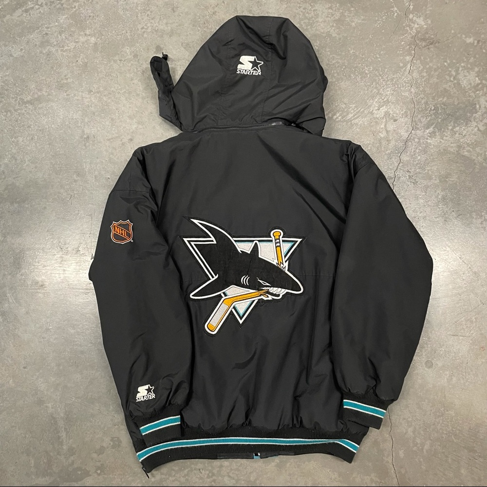 Vintage 90s San Jose Sharks Starter Jacket size men’s XL hooded down puffer hood